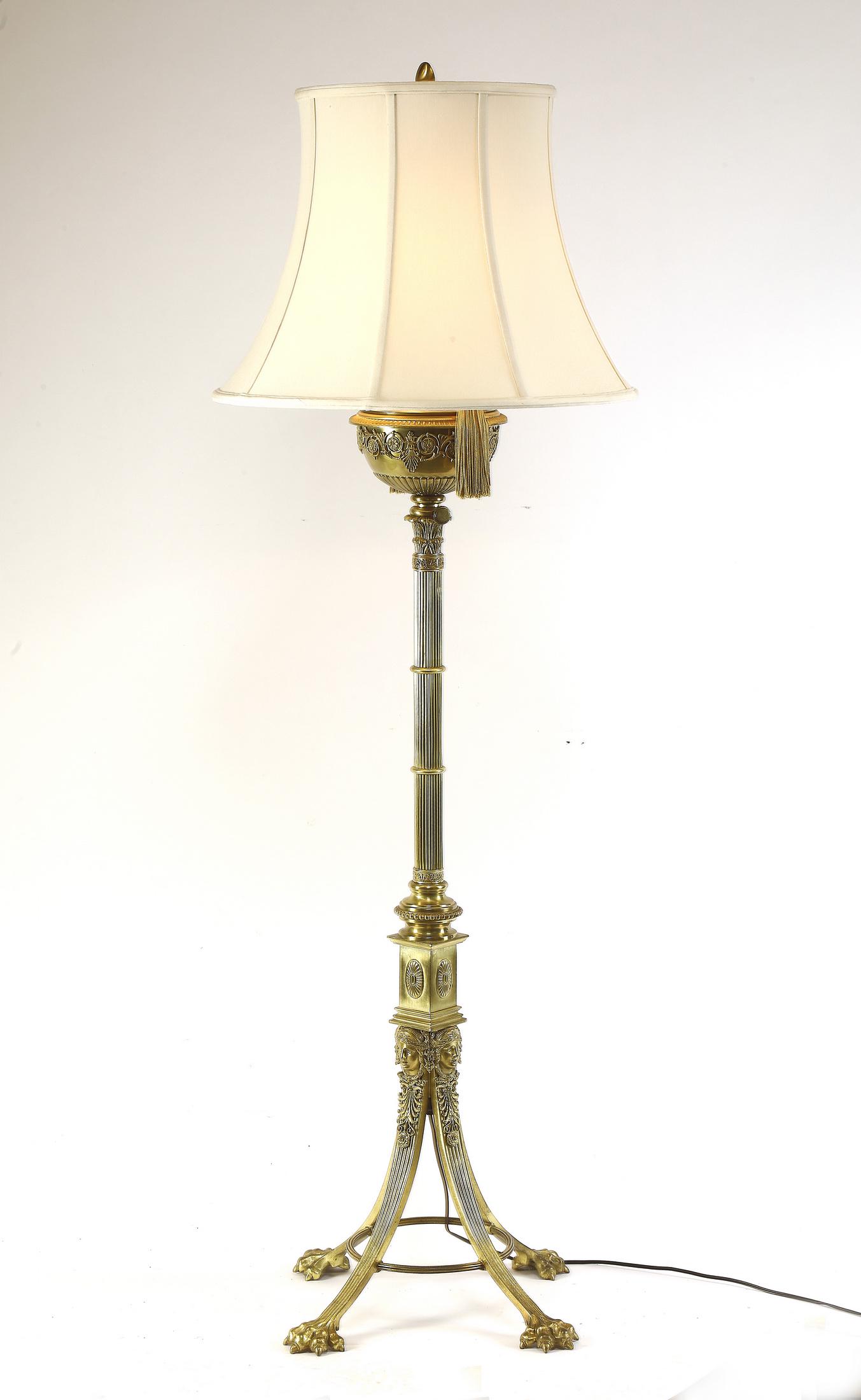 Neoclassical style bronze floor lamp (1 of 3)