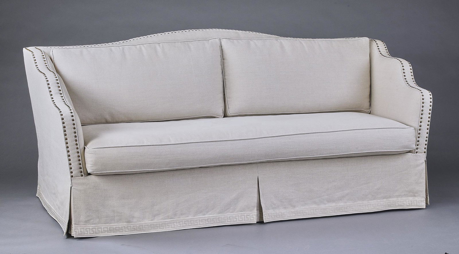 Custom sofa in linen upholstery, 83"l (1 of 2)