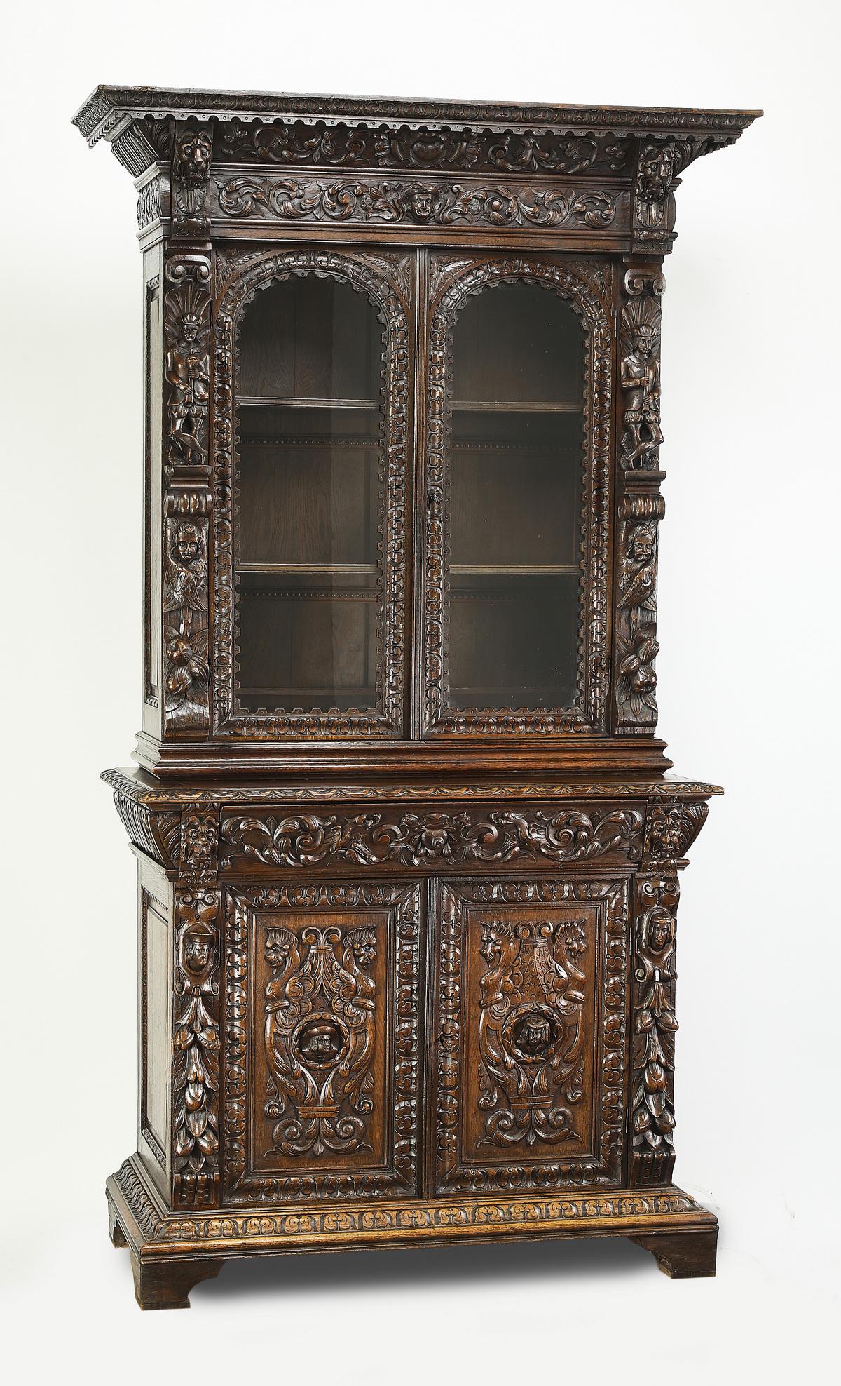 19th c. French Renaissance Revival oak cabinet (1 of 8)