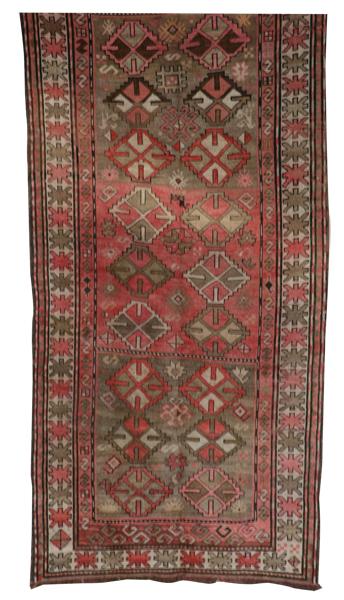Semi-antique Persian tribal rug: Semi-antique Turkish tribal rug, circa 1940, 4' 1" x 8' 7".