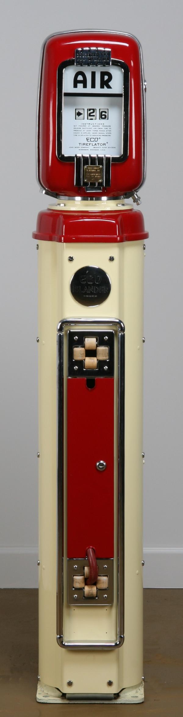 Rare vintage American tire inflator: Rare vintage American Eco Islander gas station tire inflator, 57'h x 9"w x 11"d at the base.