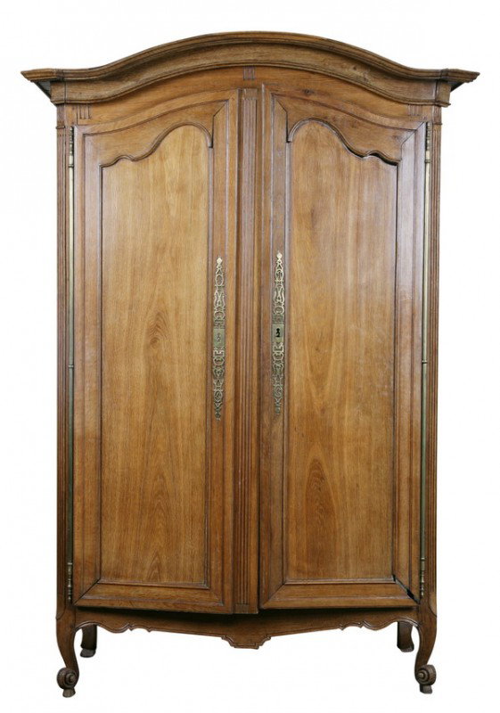 19th c. French Provincial armoire: Late 19th century French Provincial armoire with arched cornice over panel molded doors all raised on cabriole legs, 90"h x 51.5"w x 22"d.