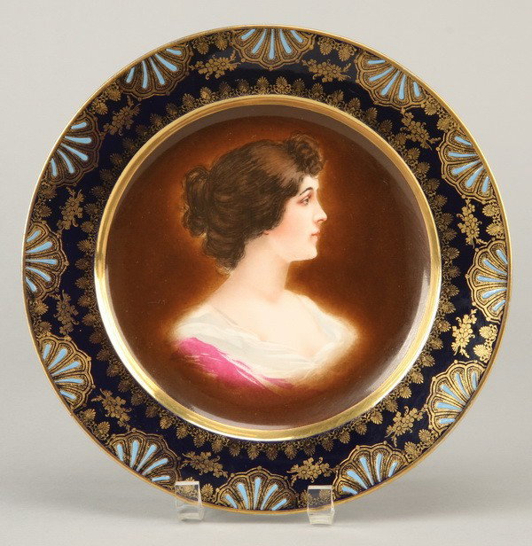 19th c. portrait plate, marked Royal Vienna