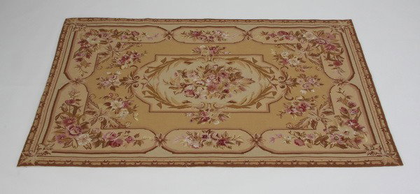 Portuguese needlepoint rug: 20th century Portuguese needlepoint Aubusson-style rug, 47"w x 71"l.
