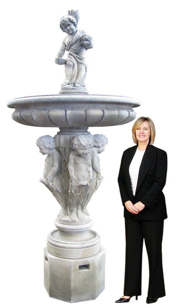 Hand carved Italian limestone fountain