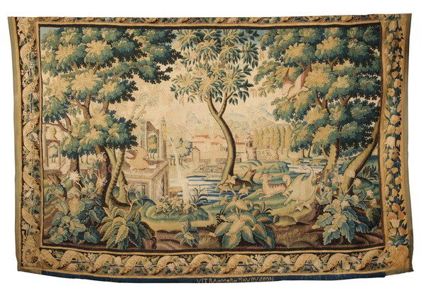 18th c. French verdure aubusson tapestry