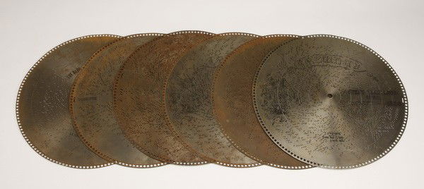 (6) Assorted 20.75" music discs.: Group of (6) 20.75" music discs. (1) The Blue Bells of Scotland; (2) Blue Bell by Morse; (3) Regina Adrille; (4) Rule Britannia, English National Hymn by Orne; (5) The International Rag Song; (6) Swee