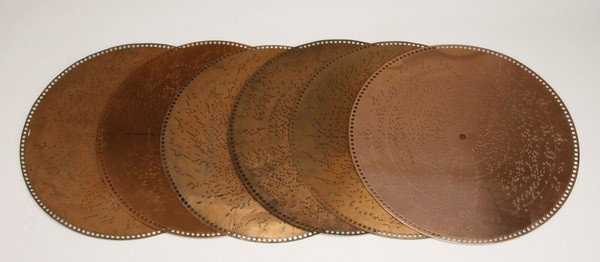 (6) Assorted 20.75" music discs: Group of (6) 20.75" music discs. (1) The Smiler, Joplin Rag by Weinrich; (2) Home Sweet Home; (3) Merry Widow Waltz by Lehar; (4) Minuet by Paderewski; (5) Cast on My Grave a Flower by Donizetti; (6) 