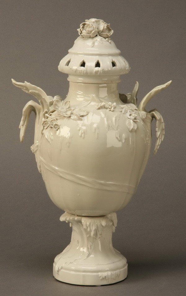 19th c. KPM porcelain lidded potpourri jar: Late 19th century German porcelain lidded potpourri jar, marked KPM, 17"h.