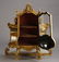 19th c. carved gilt wood tabletop curio, 50"h - 2