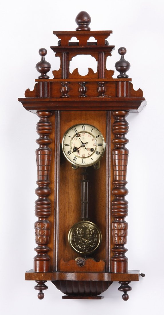 Early 20th c. German walnut regulator clock