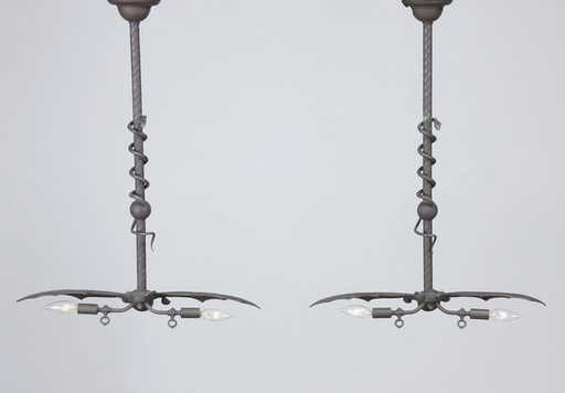 2 Serpent And Winged Bat Light Fixtures 2 Serpent And Winged Bat Light Fixtures
