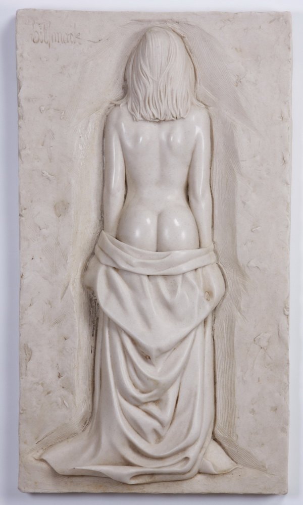 Bill Mack signed wall sculpture: Late 20th century bonded sand relief wall sculpture, titled "Brilliance", artist signed upper left in mould Bill Mack, (American, b. 1949), 42.5"h x 24"w x 4.75"d.