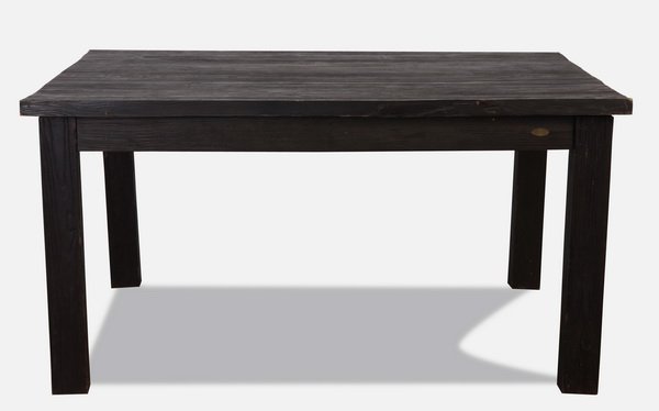 Ebonized wood table: Late 20th century ebonized wood table, with an overall pronounced grain texture, the square top resting on square legs, 31.75"h x 63"w x 63"d.