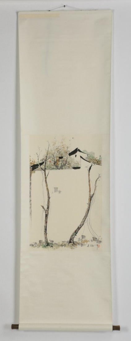 Watercolor painting, signed Wu Guanzhong (1 of 3)