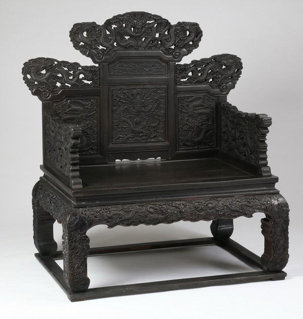 Chinese carved master chair or tai shi (1 of 10)