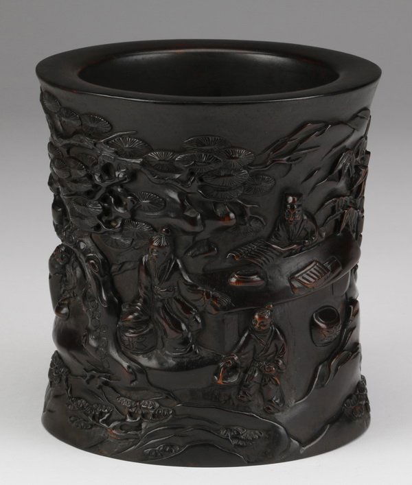 Early 20th c. Chinese bamboo brush pot (1 of 7)