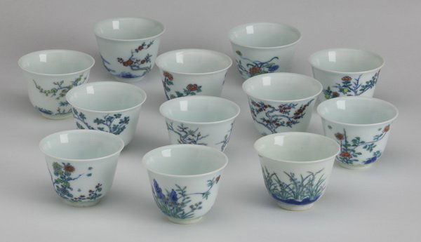 (12) Finely potted porcelain tea cups, Kangxi (1 of 10)