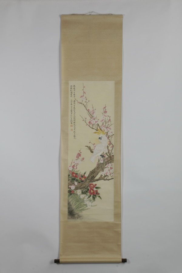 Chinese hanging scroll, ink and watercolor (1 of 6)