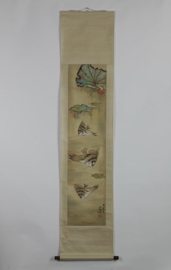 Chinese hanging scroll, ink and watercolor (1 of 7)