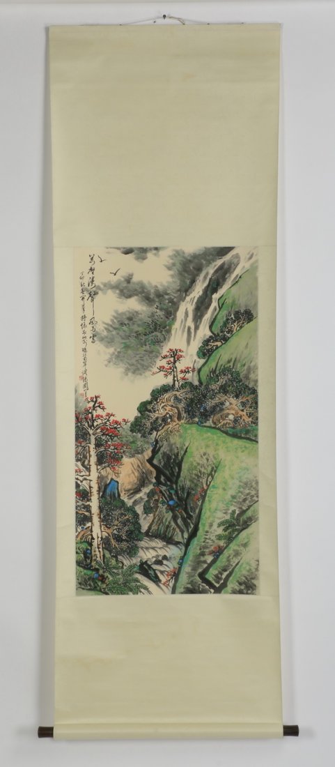 Chinese hanging scroll, ink and watercolor (1 of 5)