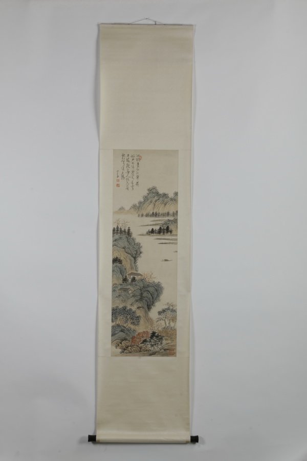 Chinese hanging scroll, ink and watercolor (1 of 8)
