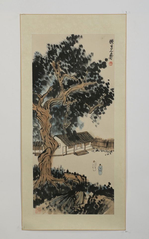 Chinese hanging scroll, ink and watercolor (1 of 4)