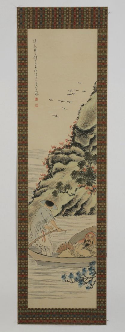 Chinese hanging scroll, ink and watercolor (1 of 5)