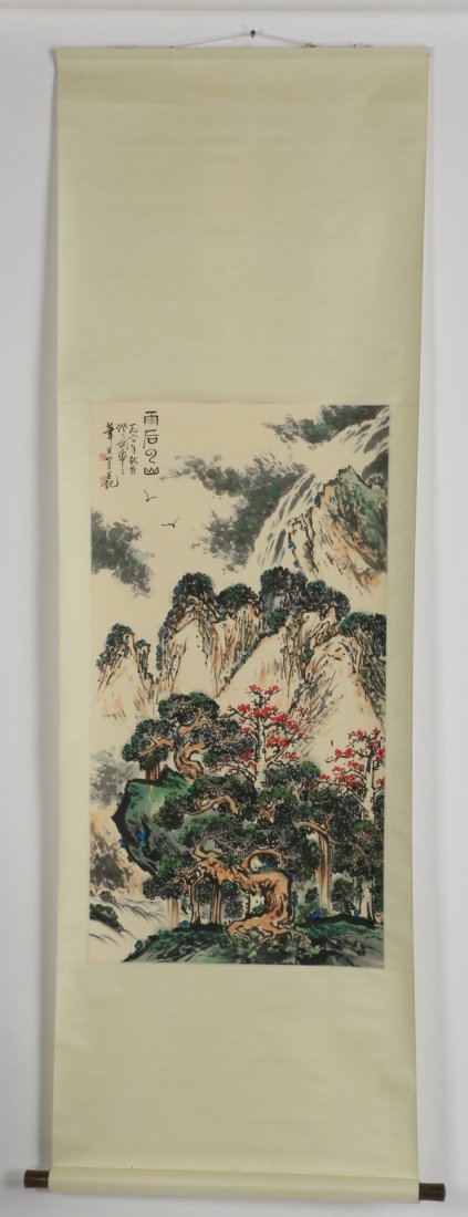 Chinese hanging scroll, ink and watercolor (1 of 4)