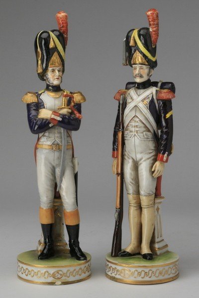 (2) German porcelain soldier figurines (1 of 4)