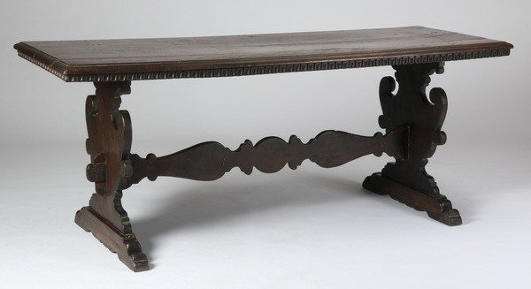 19th c. Jacobean style trestle table (1 of 4)