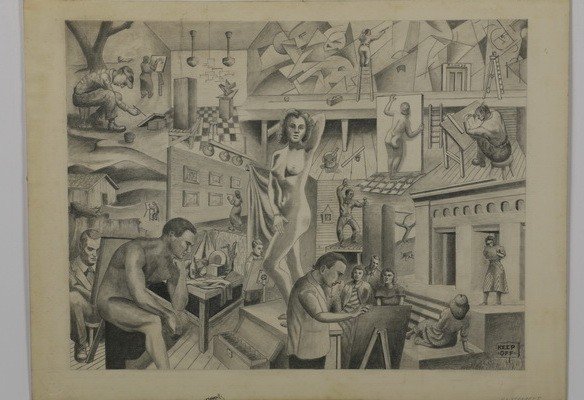 H.L. Sterrett signed pencil drawing (1 of 2)