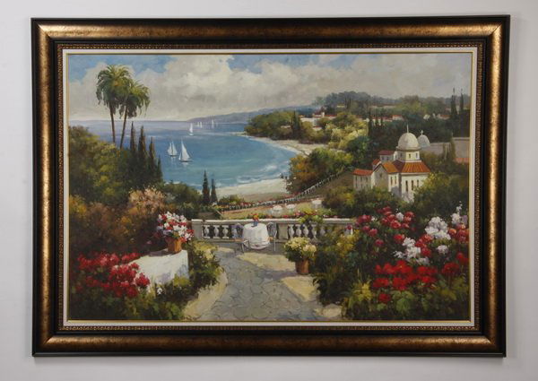 84"w oil on canvas Mediterranean landscape (1 of 6)