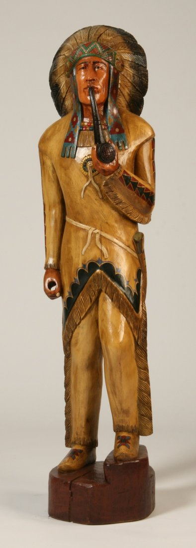 Hand carved and decorated cigar store Indian (1 of 2)