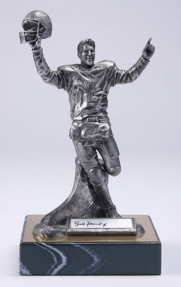 Bronze Brett Farvre autographed figurine (1 of 3)