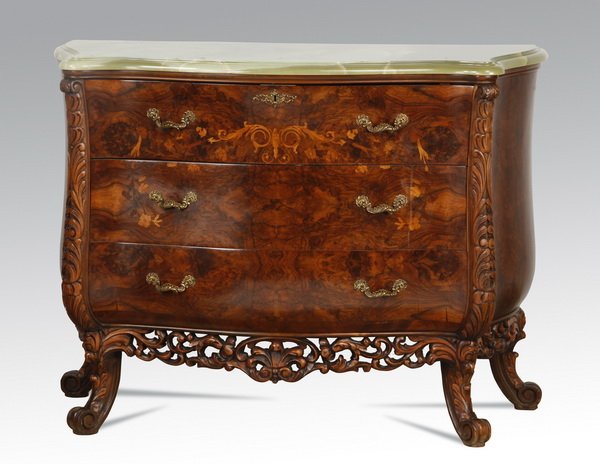 Marquetry inlaid burl wood secretary cabinet (1 of 3)