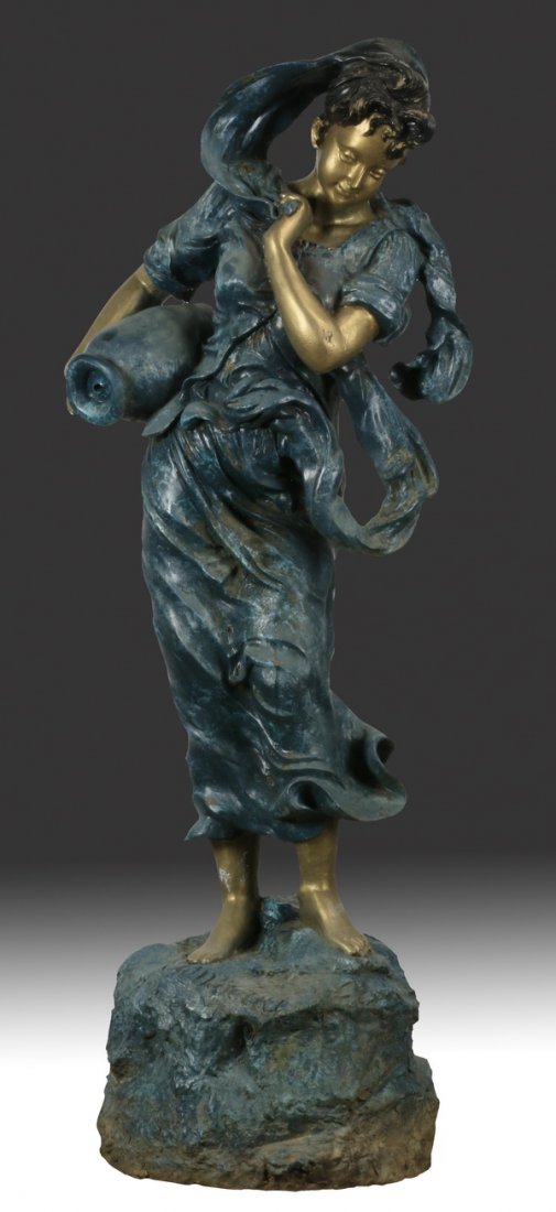 Patinated bronze figural sculpture, 64"h (1 of 6)