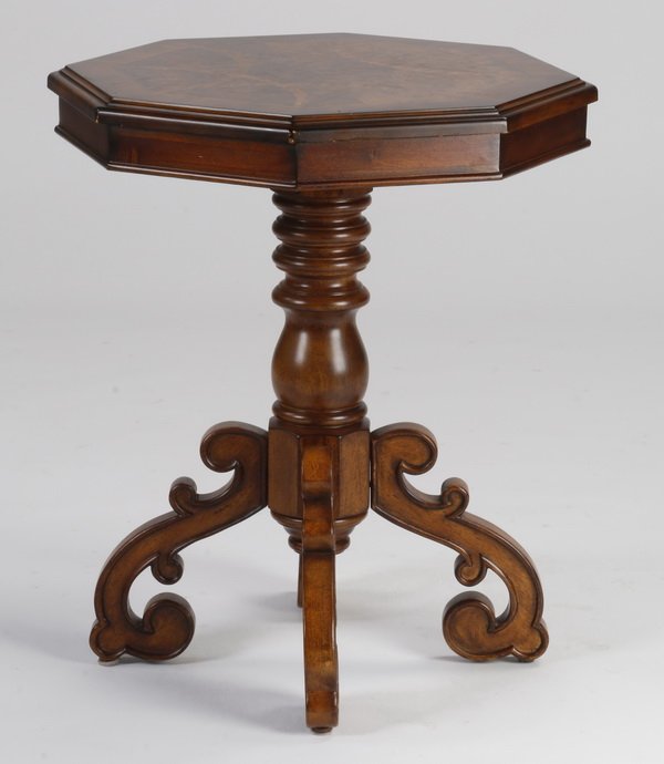 Marquetry inlaid octagonal side table (1 of 2)