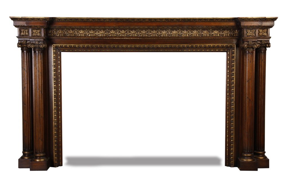 Oversized carved mahogany mantel (1 of 3)