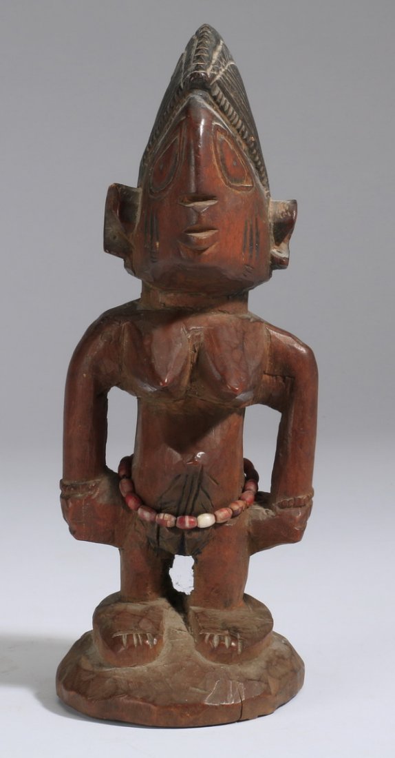 African carved wood female sculpture (1 of 6)