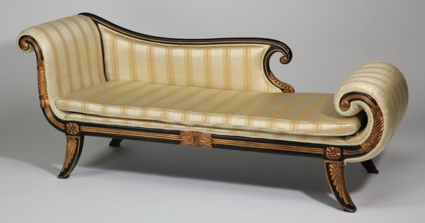 Neoclassical style marquetry inlaid chaise (1 of 2)