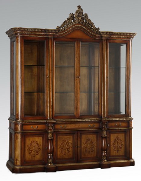 Carved and inlaid mahogany bookcase (1 of 4)