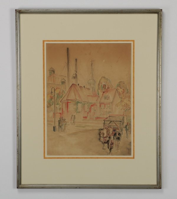 Gertrude Capolino signed W/c church scene (1 of 3)