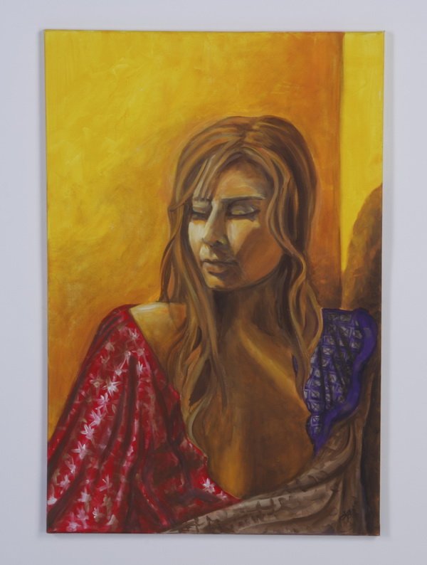 Contemporary oil on canvas portrait, signed (1 of 3)