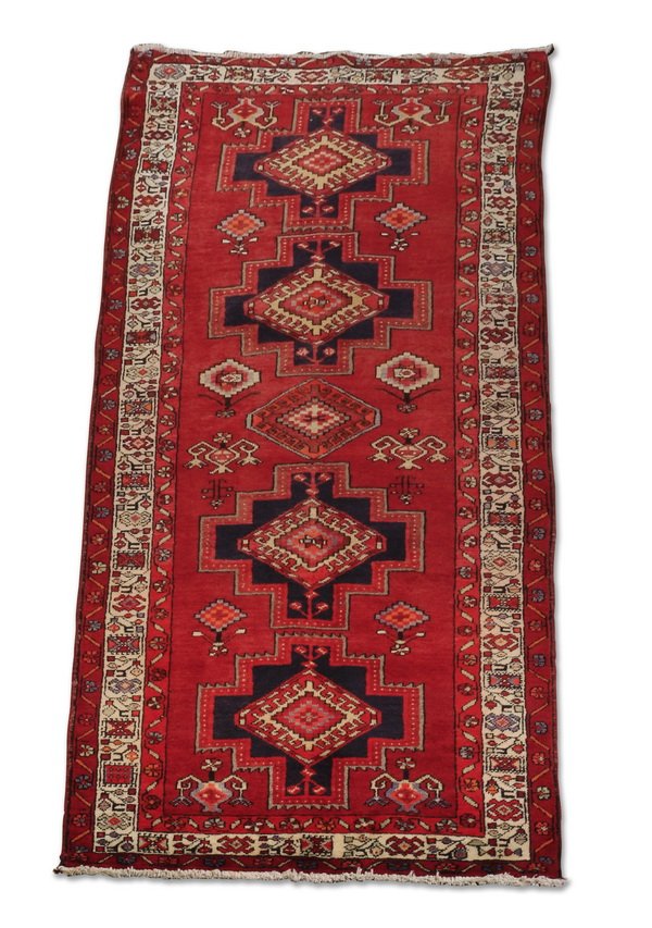 Hand knotted Persian wool runner, 4 x 10 (1 of 6)