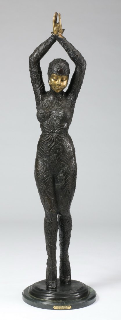 Bronze figural sculpture, after Chiparus, 57" (1 of 9)