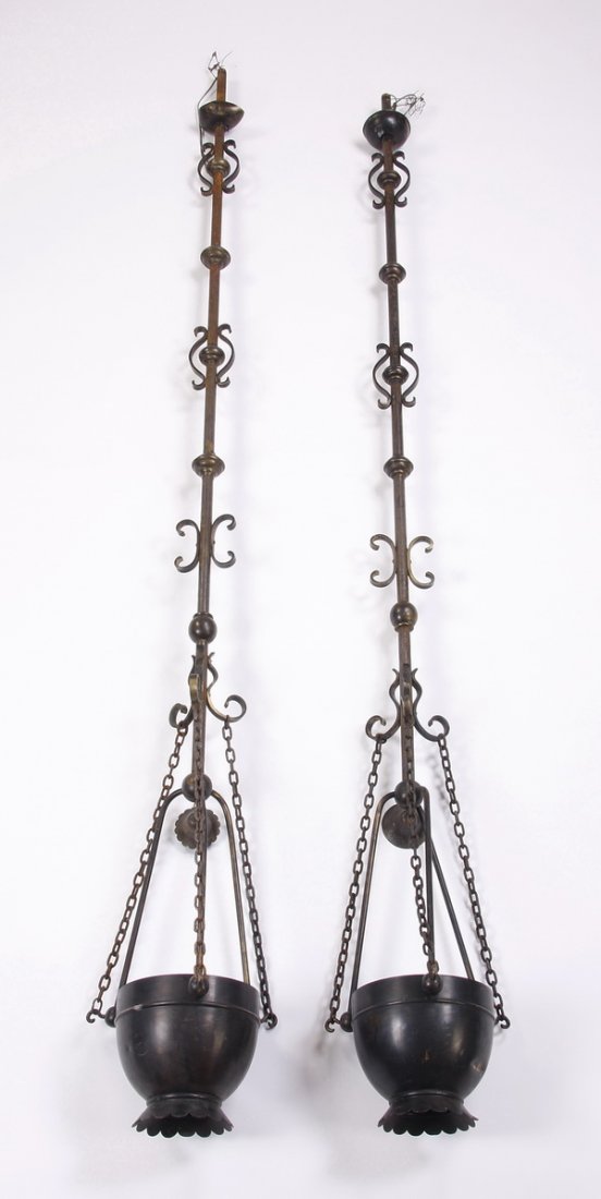 (2) 112"h brass and iron chandeliers (1 of 2)