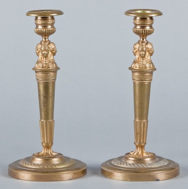 (2) 19th c. dore' bronze candleholders (1 of 2)