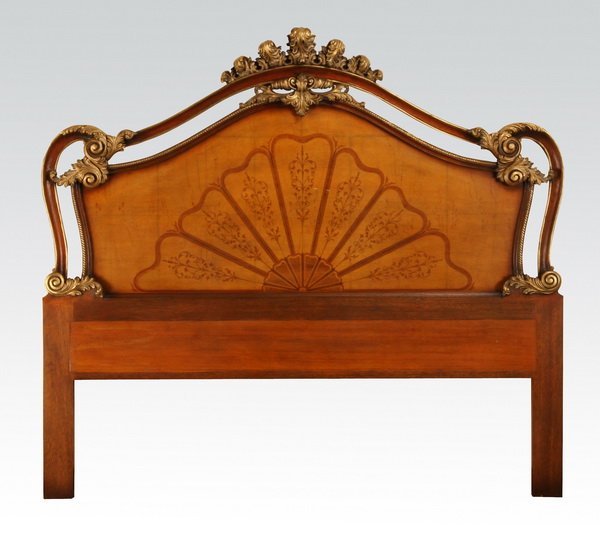 Carved and inlaid queen size headboard (1 of 4)
