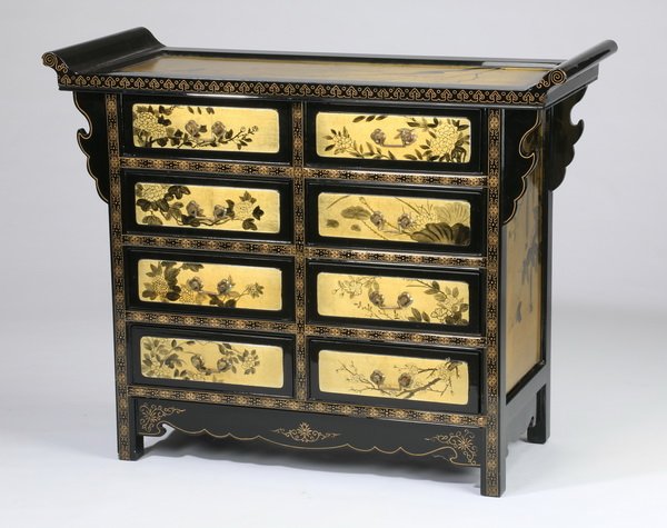 Chinese ebonized 8-drawer chest, 32"h (1 of 5)